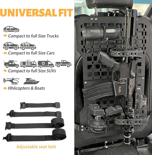 Universal Seat Back Molle Panel Organizer with Gun Holder - Vehicle Tactical Storage