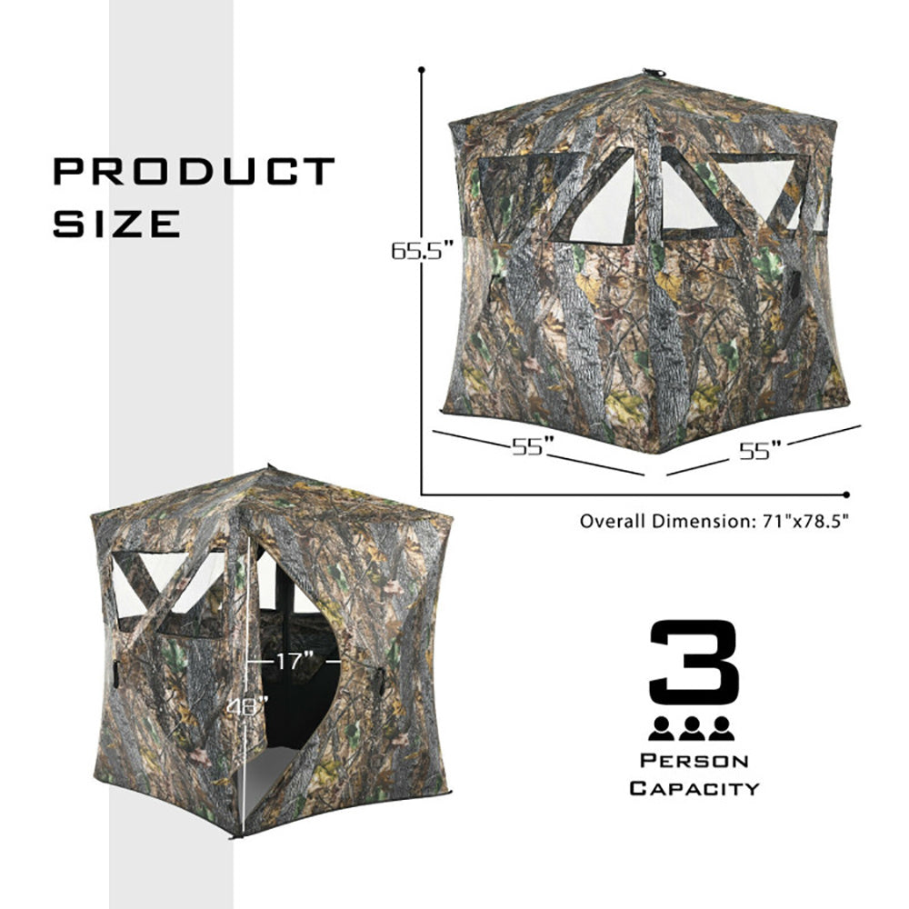 3 Person Portable Pop-Up Ground Hunting Blind